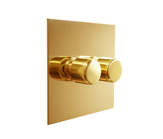 Unlacquered Brass two gang rotary dimmer | Interruptores rotatorios | Forbes & Lomax