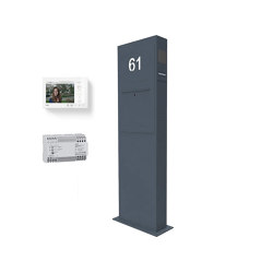 Designer | Briefkastensäule Designer BIG - GIRA System 106 - Video- Sprechanlage - Hausnummer - RAL Farbe Rechts | Buchette lettere | Briefkasten Manufaktur