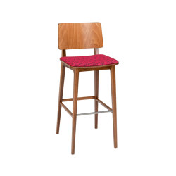 Flash HS, seat flat upholstered, back wood | Bar stools | Satelliet Originals