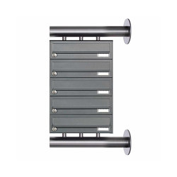Sistema di cassette per le lettere in acciaio inox a 5 pannelli Design BASIC Plus 385XW per montaggio laterale a parete - RAL a scelta | Buchette lettere | Briefkasten Manufaktur