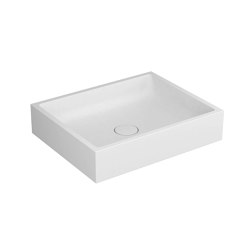 Washbasin white 60 x 48 cm without tap hole solid surface white | Lavabos | Vigour