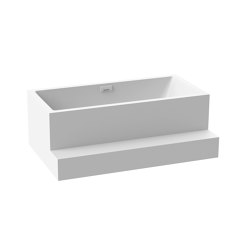 Back-to-wall bath solid surface white 2-sided right with spout matt white with step | Bañeras | Vigour