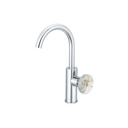 Chiasso | Deck Mounted Mono Basin Mixer With Porcelain Handle Insert Without Waste | Rubinetteria lavabi | BAGNODESIGN