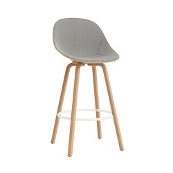 Mat Bar Chair 75 cm Front Upholstery Hemp Beech/Cream | Taburetes de bar | Normann Copenhagen
