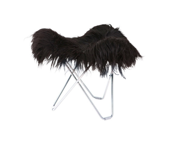 Iceland Flying Goose Wild Black Chrome Frame | Taburetes | Cuero Design